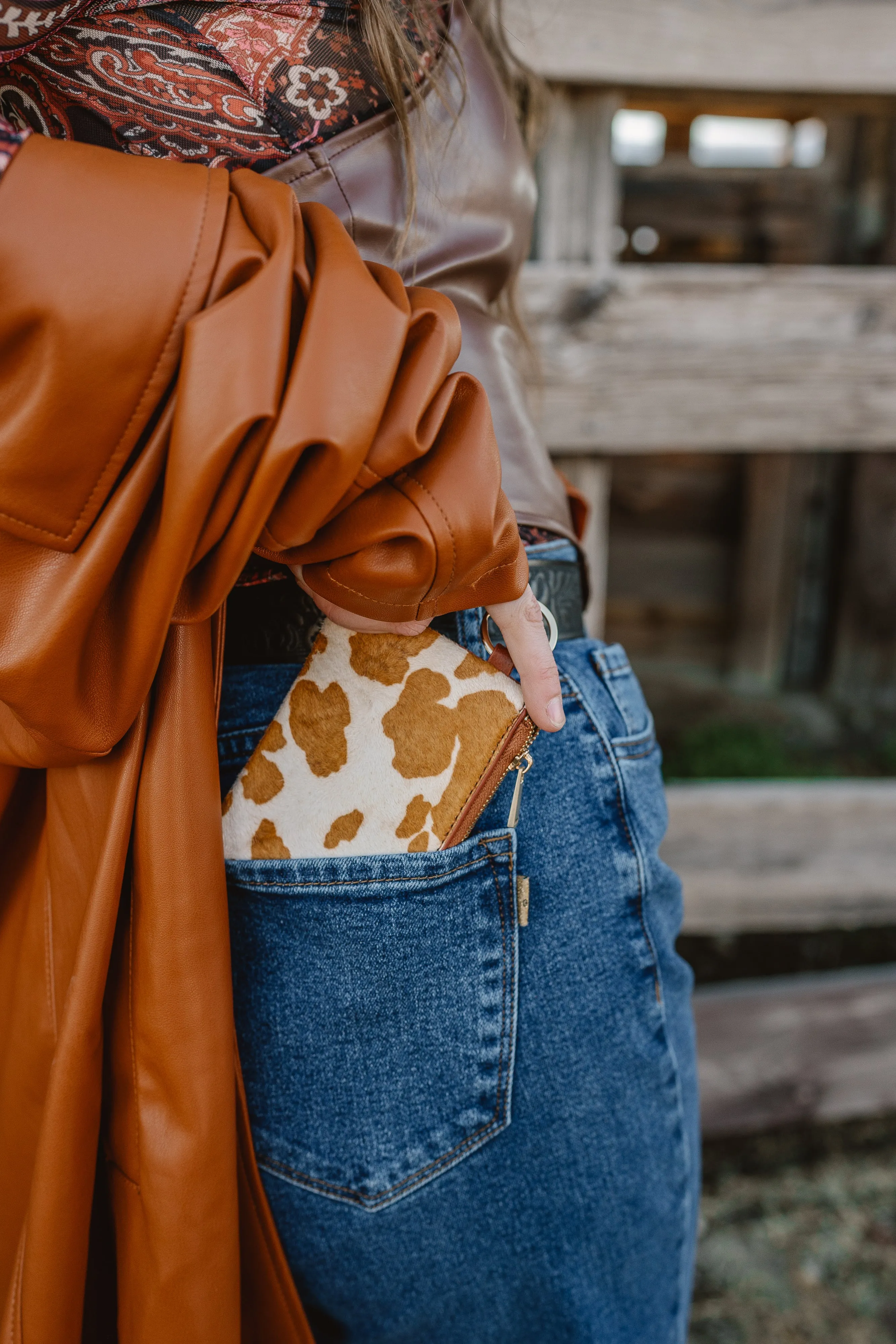 4075 - Cow Print Cowhide Leather Wallet