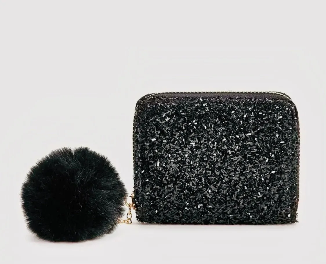 Black Glitter Coin Purse