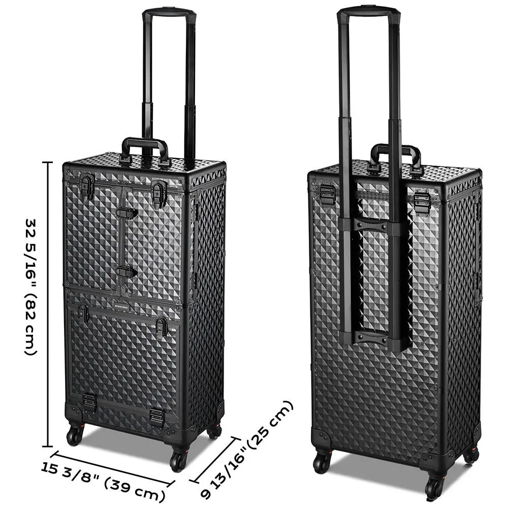Byootique Black Rolling Hair Stylist Barber Case Organizer Stroage Trolley