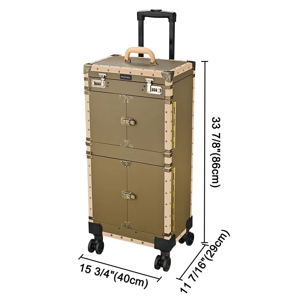 Byootique Bronze Rolling Hair Stylist Makeup Case Cosmetic Salon Trolley
