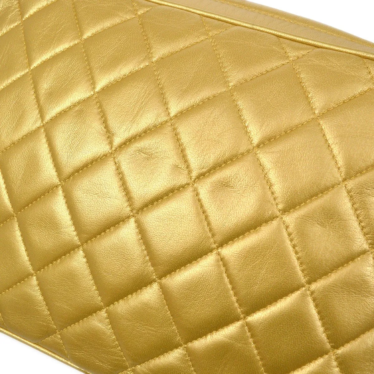 CHANEL 1991-1994 Gold Lambskin Quilted Pocket Camera Bag 81576