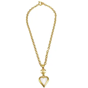 Chanel 1995 Heart Loupe Gold Chain Necklace