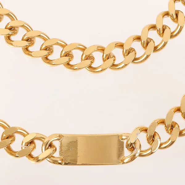 CHANEL 1995 Made Logo Plate Cc Mark Coin Charm Chain Belt
