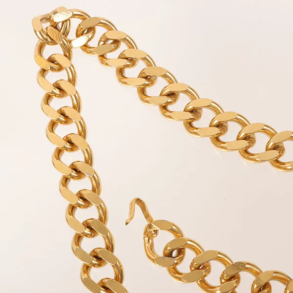 CHANEL 1995 Made Logo Plate Cc Mark Coin Charm Chain Belt