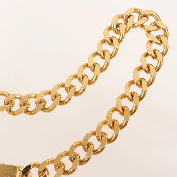 CHANEL 1995 Made Logo Plate Cc Mark Coin Charm Chain Belt