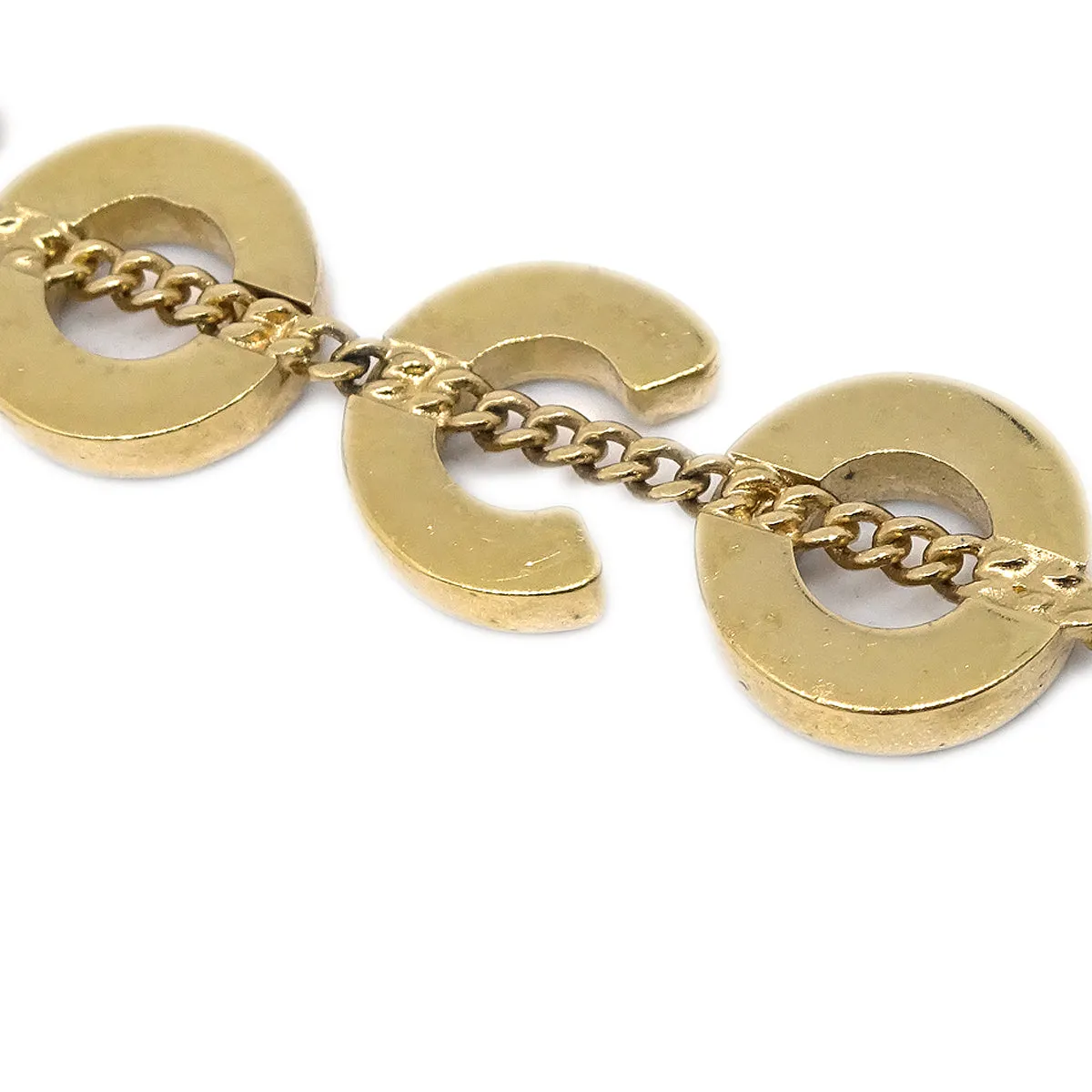 Chanel COCO Chain Pendant Necklace Rhinestone Gold 01A