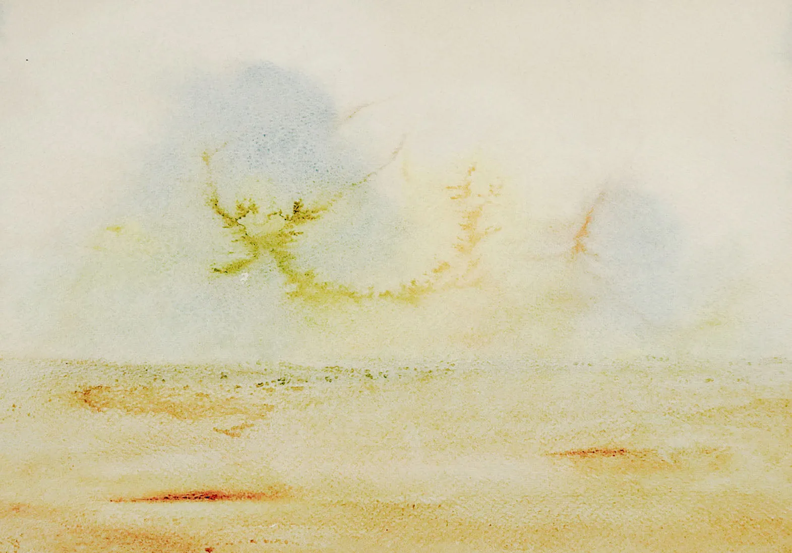 Cloudy Pastel Landscape 2 Sided Watercolor Paintings