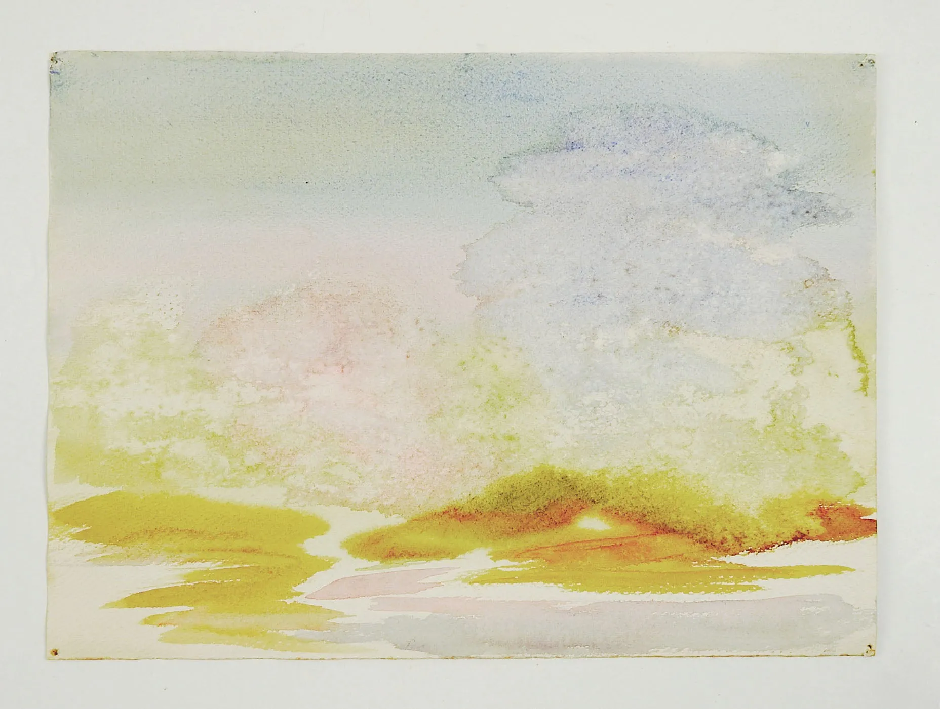 Cloudy Pastel Landscape 2 Sided Watercolor Paintings