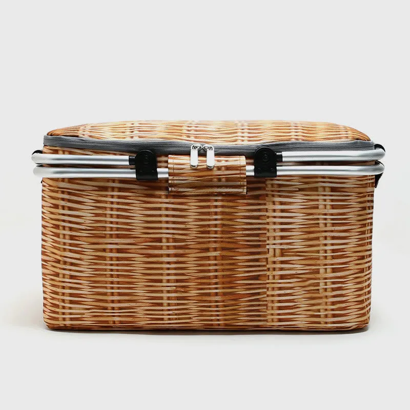 Cooler Bag For Beach Outing Foldable Thicken Oxford Picnic Basket