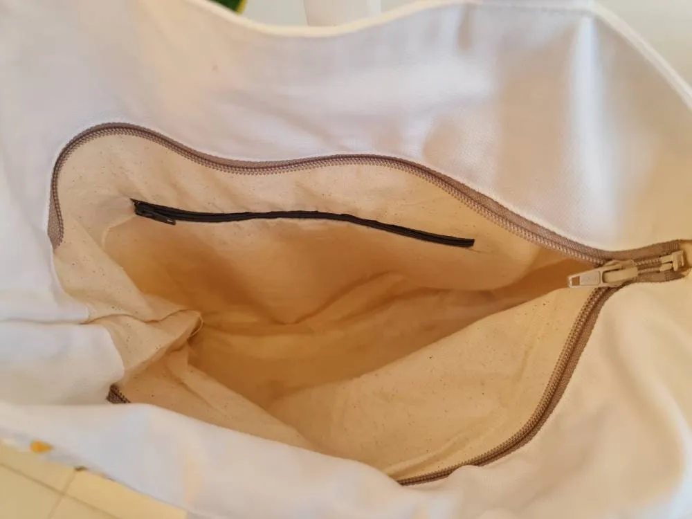 Daisy Embroidered Purple Linen Bag