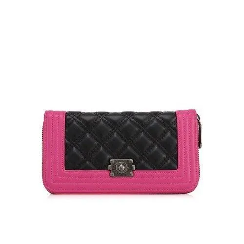 Elegant Color Block and Checked Design Women's Wallet - Rose Madder