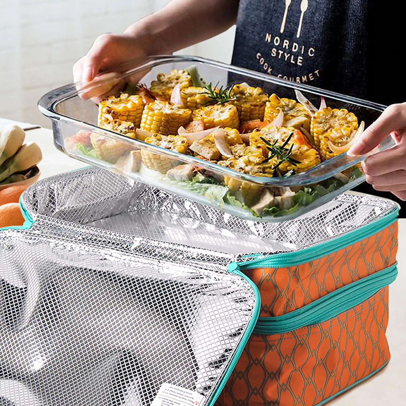 Insulated Double Casserole Carrier Bag Thermal Lunch Tote