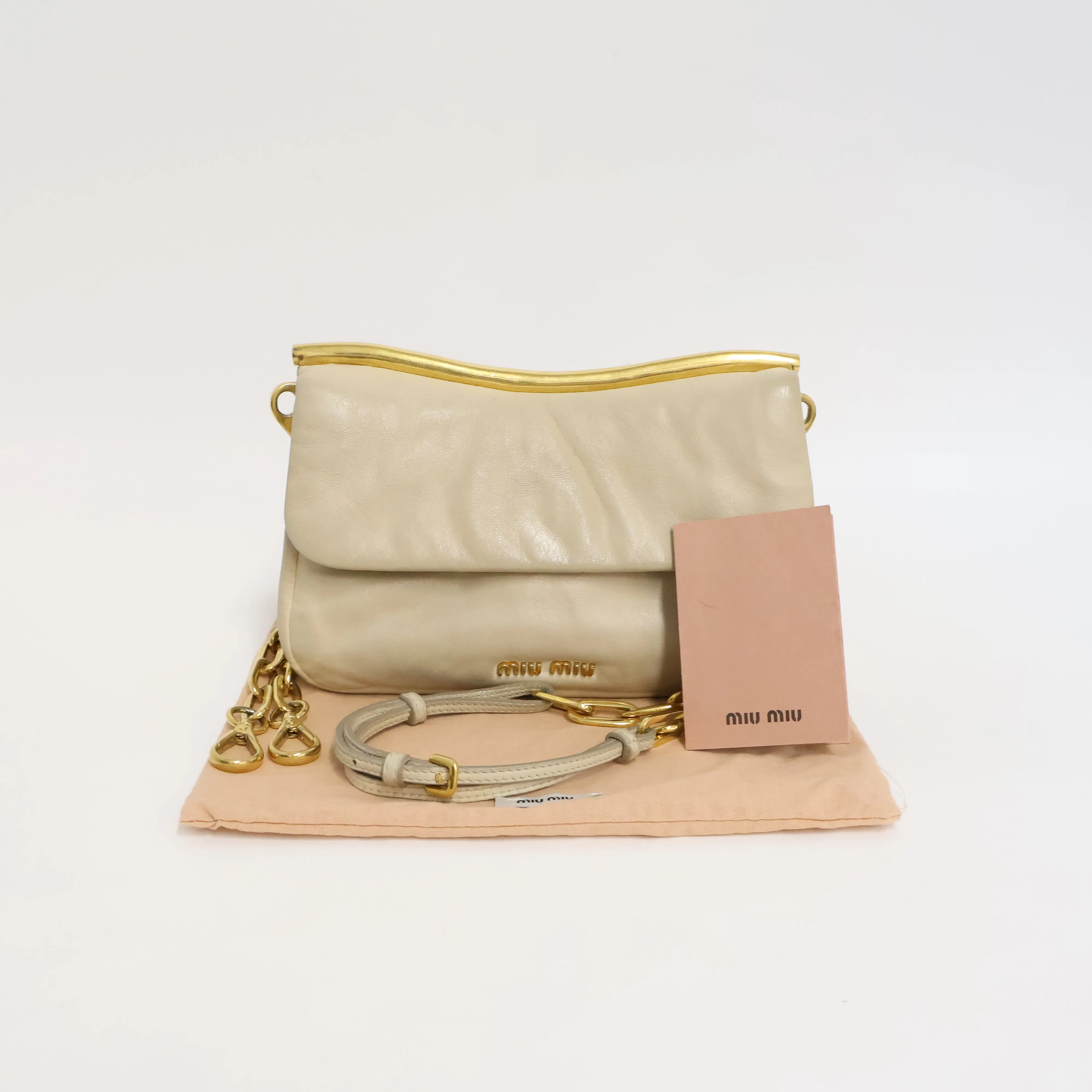 Miu Miu Chain Leather Frame Grey