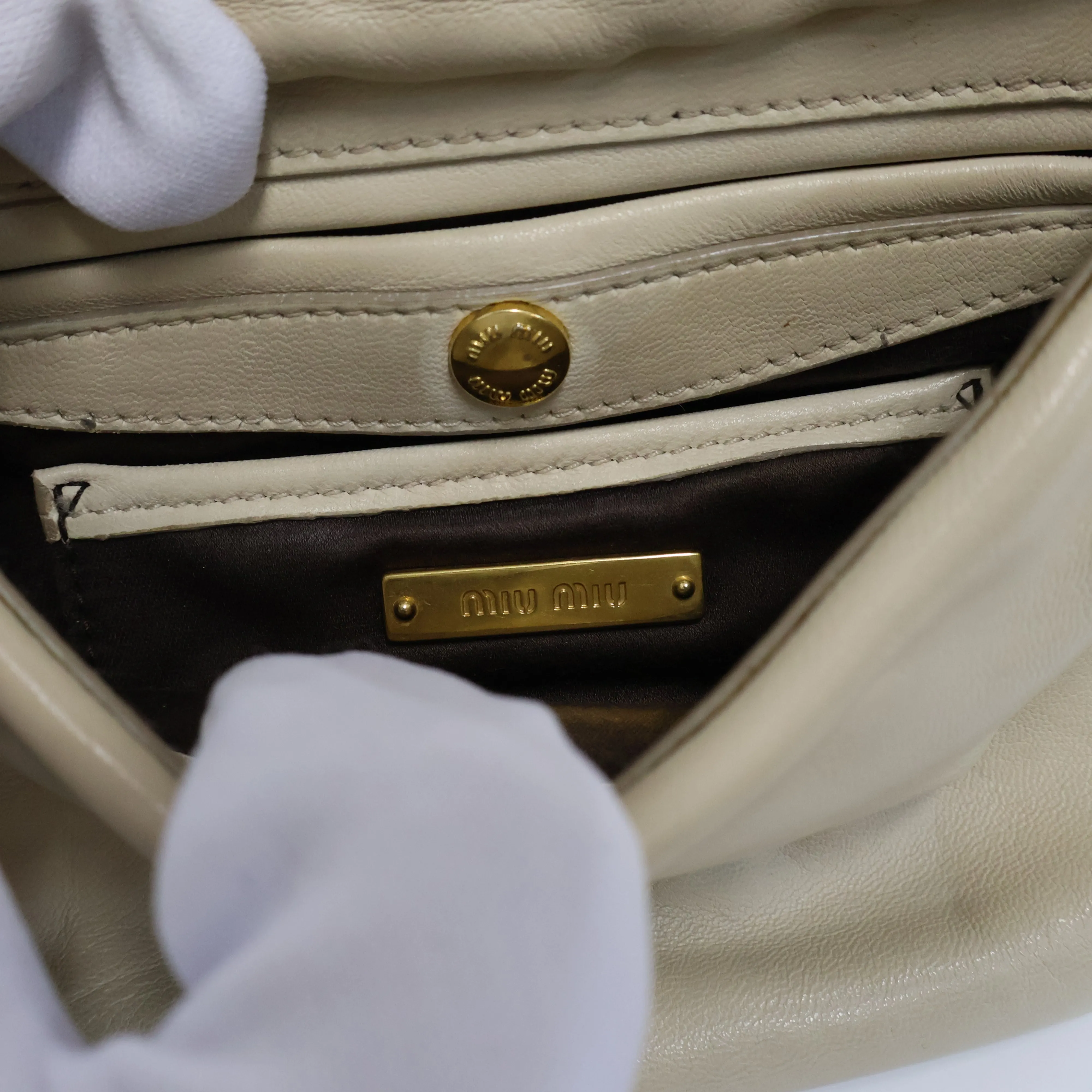 Miu Miu Chain Leather Frame Grey