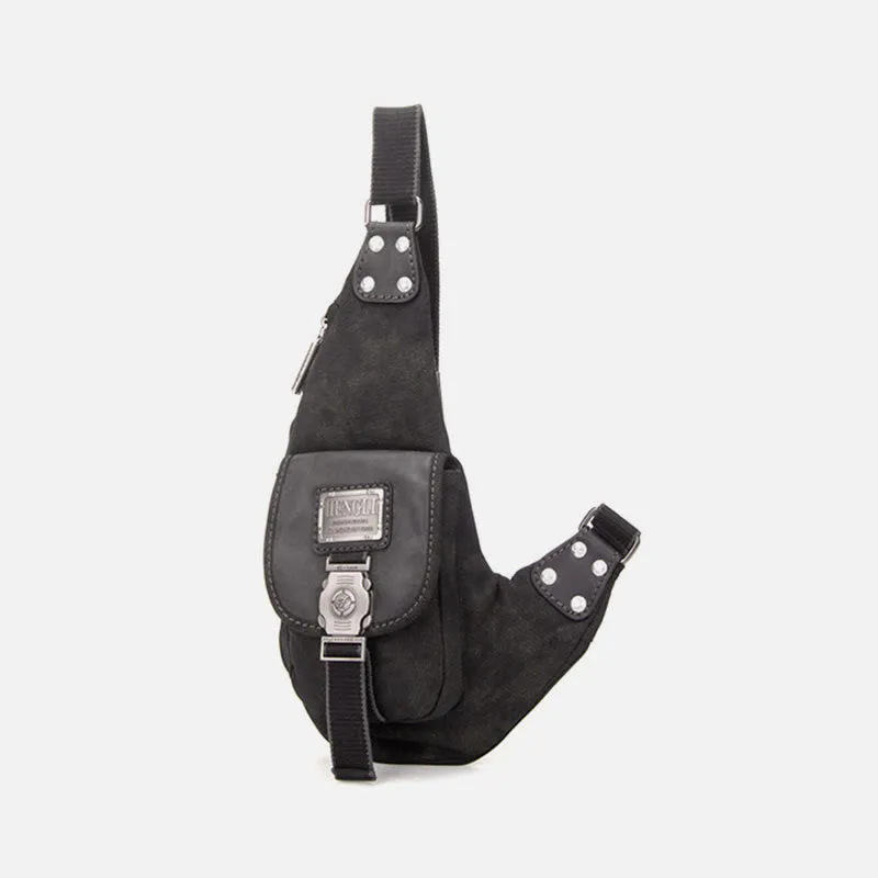 Multifunctional Canvas Chest Bag For Men Leisure Crossbody Riding Bag