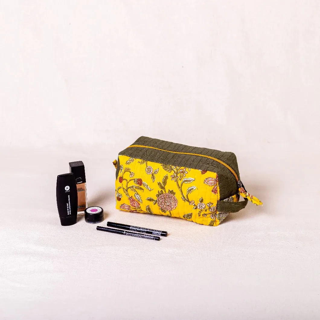 Poonam Pouch - Yellow Flower Print