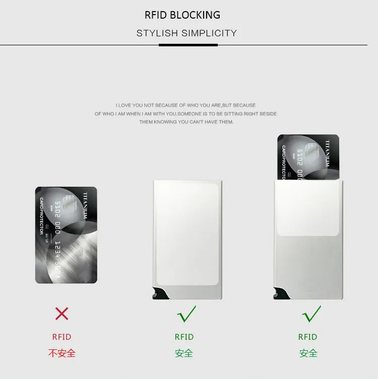 RFID Leather Button Close Business Credit Card Holder