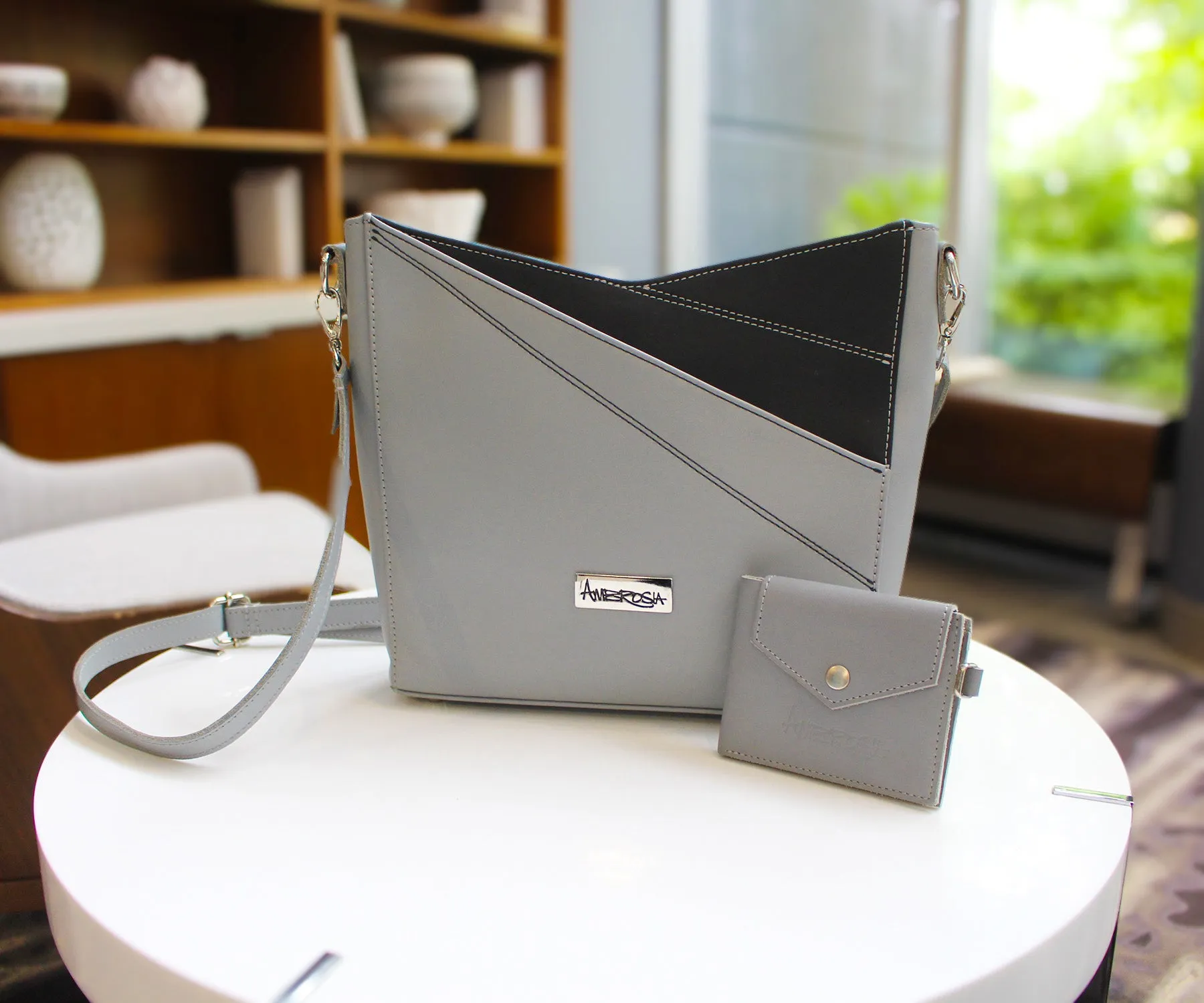 Simple Genuine Leather Gray Mini Wallet