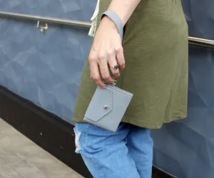 Simple Genuine Leather Gray Mini Wallet