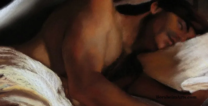 Sleeping Angel Pastel Figure Painting of Man