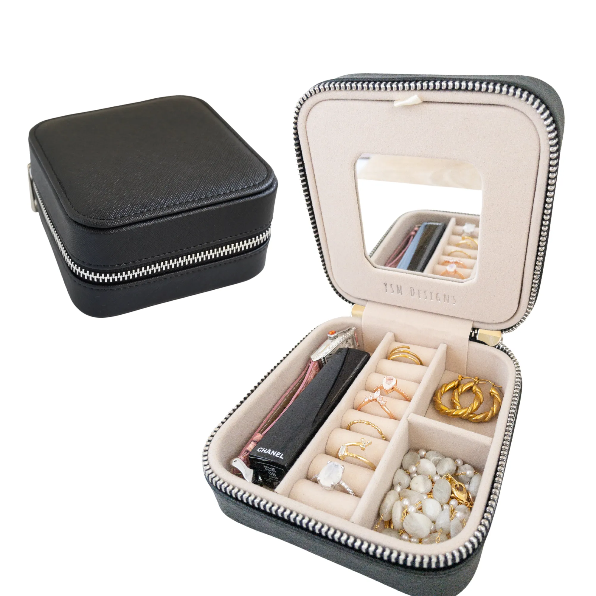 Vegan Leather Jewelry Organizer - Black