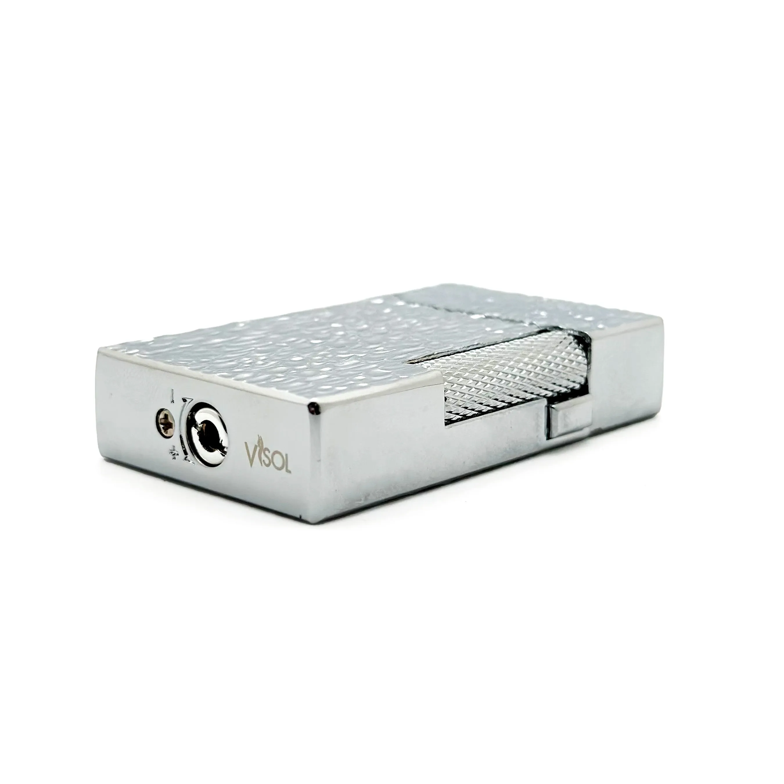 Visol Hubbard Hammered Soft Flame and Torch Flame Flint Lighter - Chrome