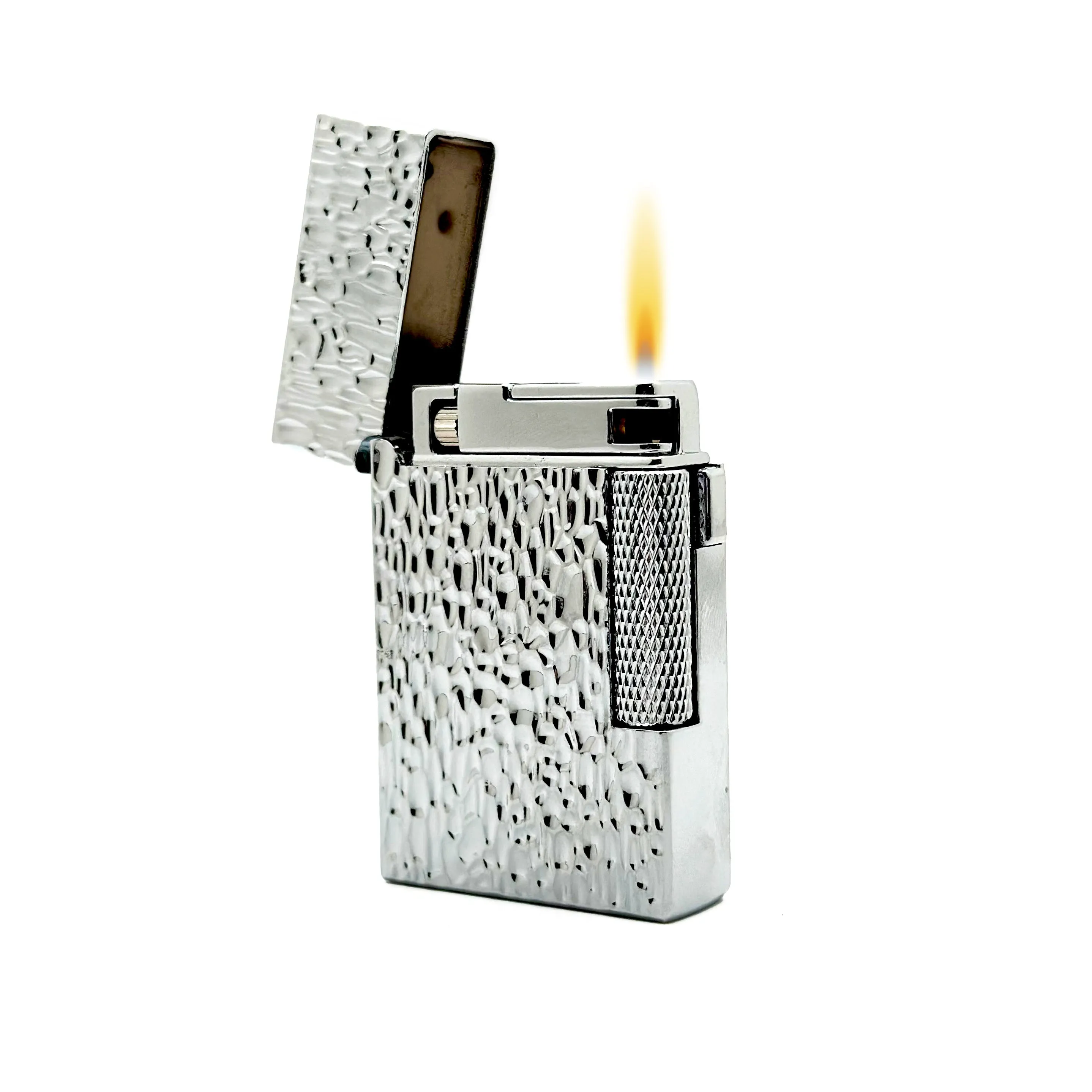 Visol Hubbard Hammered Soft Flame and Torch Flame Flint Lighter - Chrome